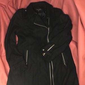 Black rivet peak coat